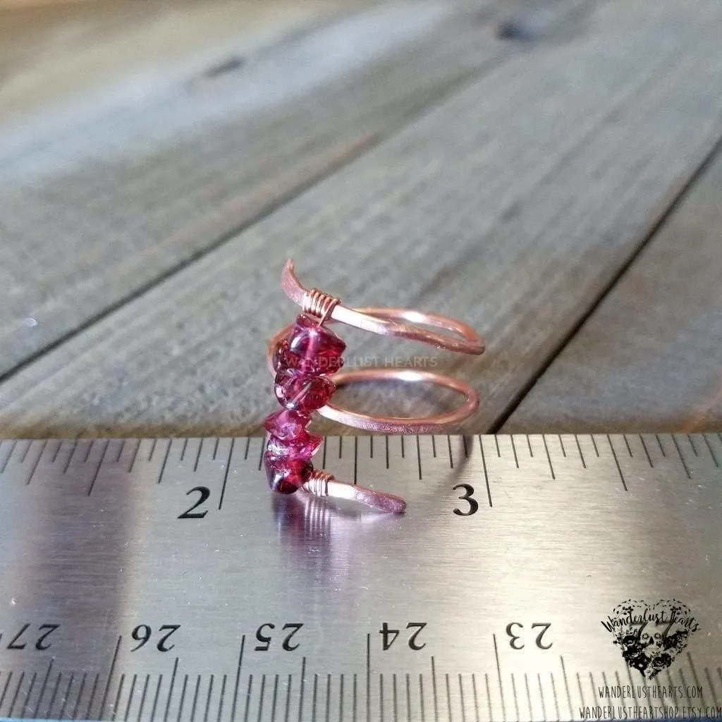 Garnet copper twist ring