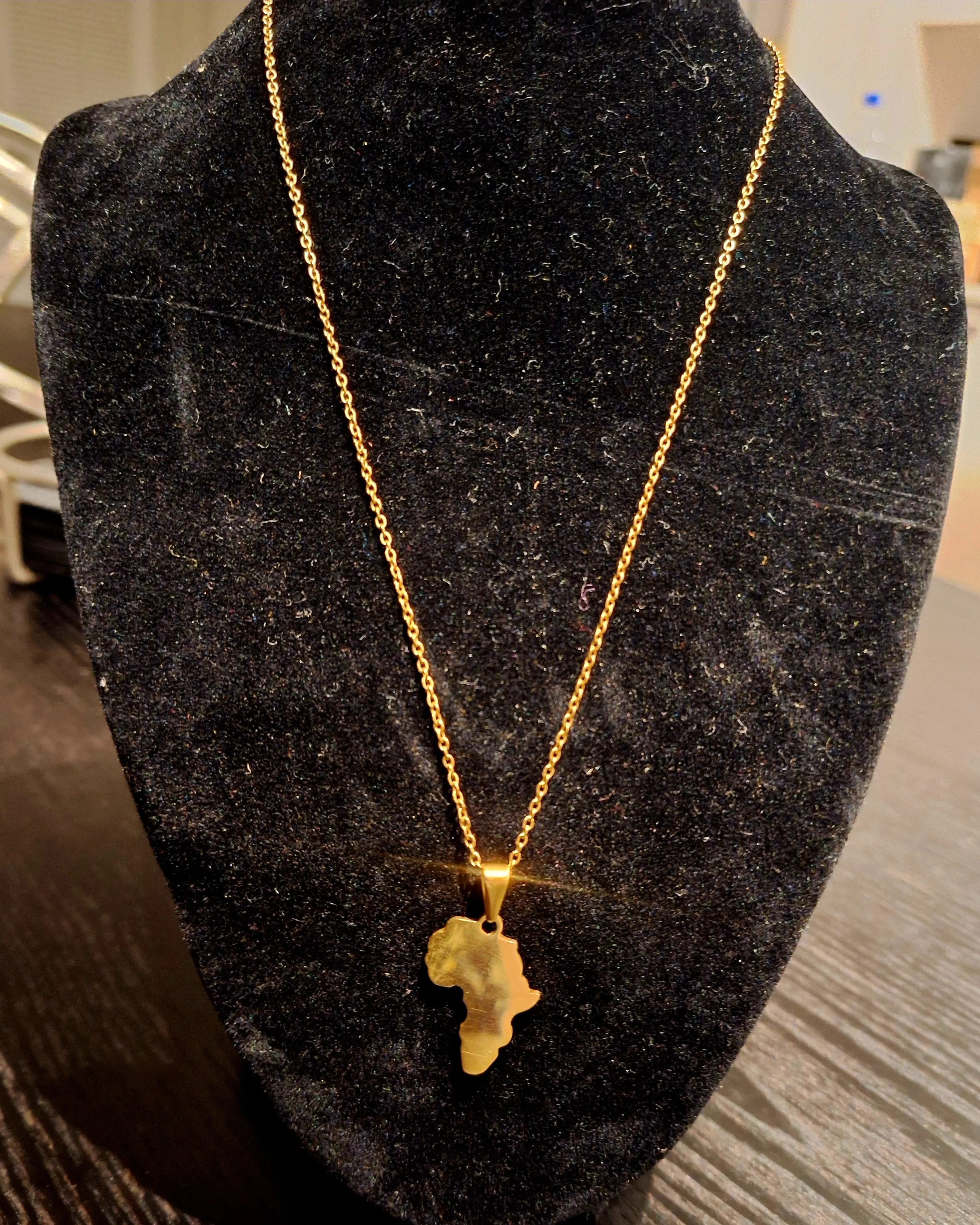 Ghana Gold-Plated Africa Pendant Necklaces