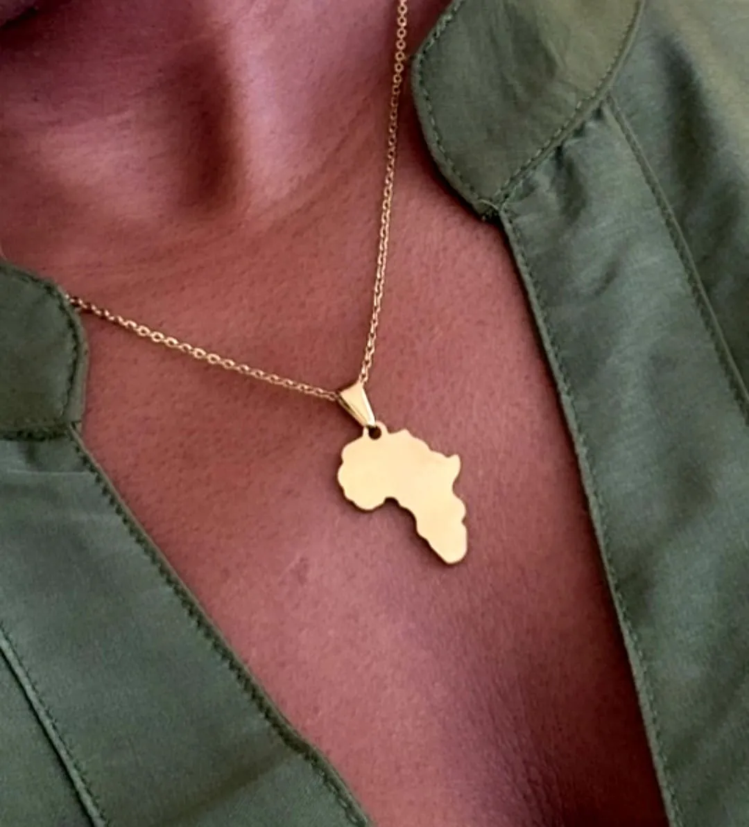 Ghana Gold-Plated Africa Pendant Necklaces