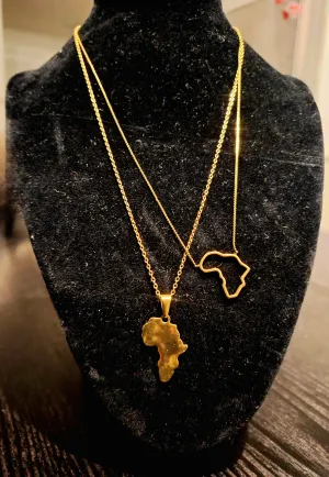 Ghana Gold-Plated Africa Pendant Necklaces