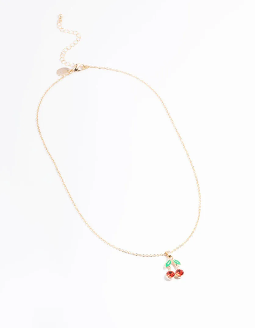 Gold Cherry Necklace