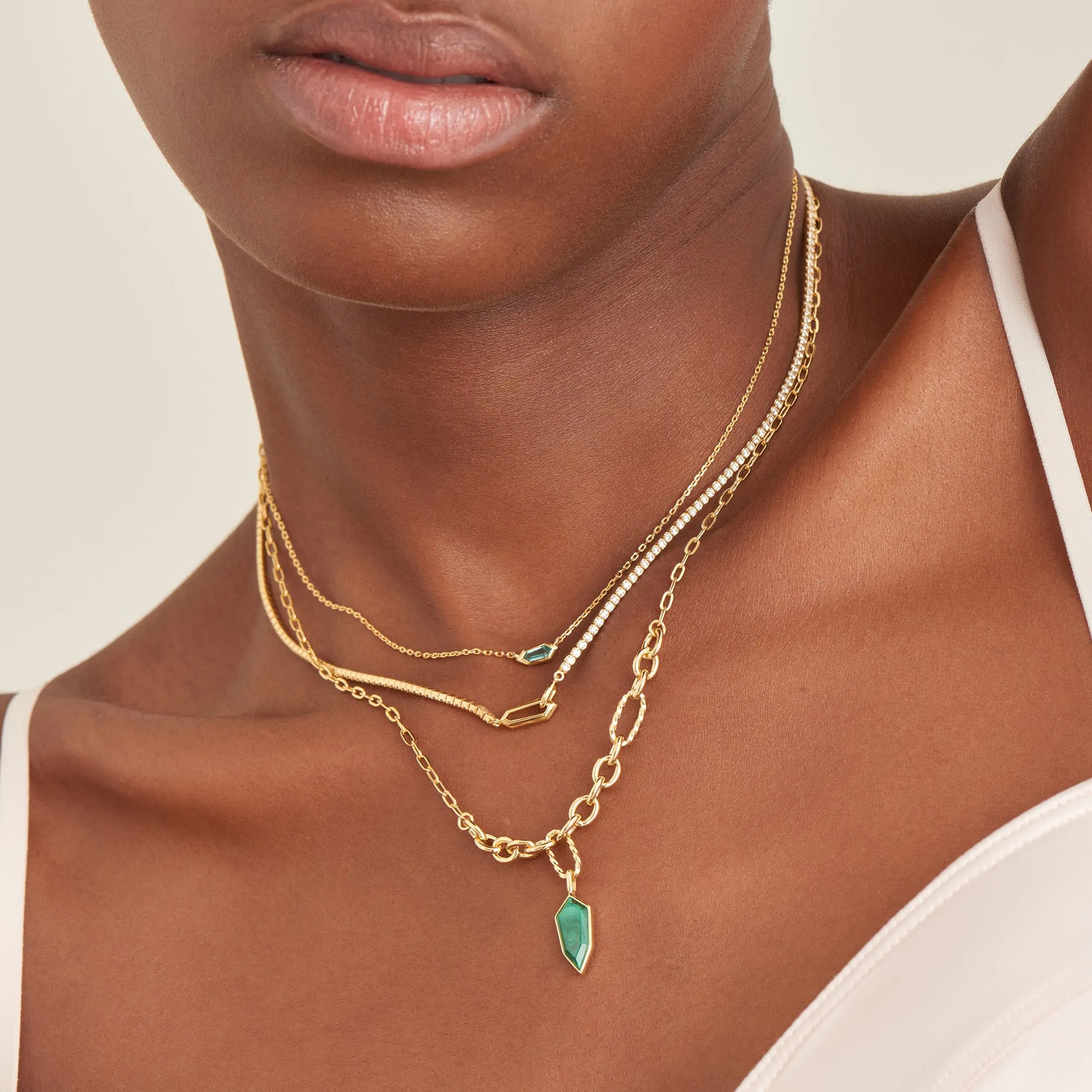 Gold Malachite Emblem Pendant Necklace