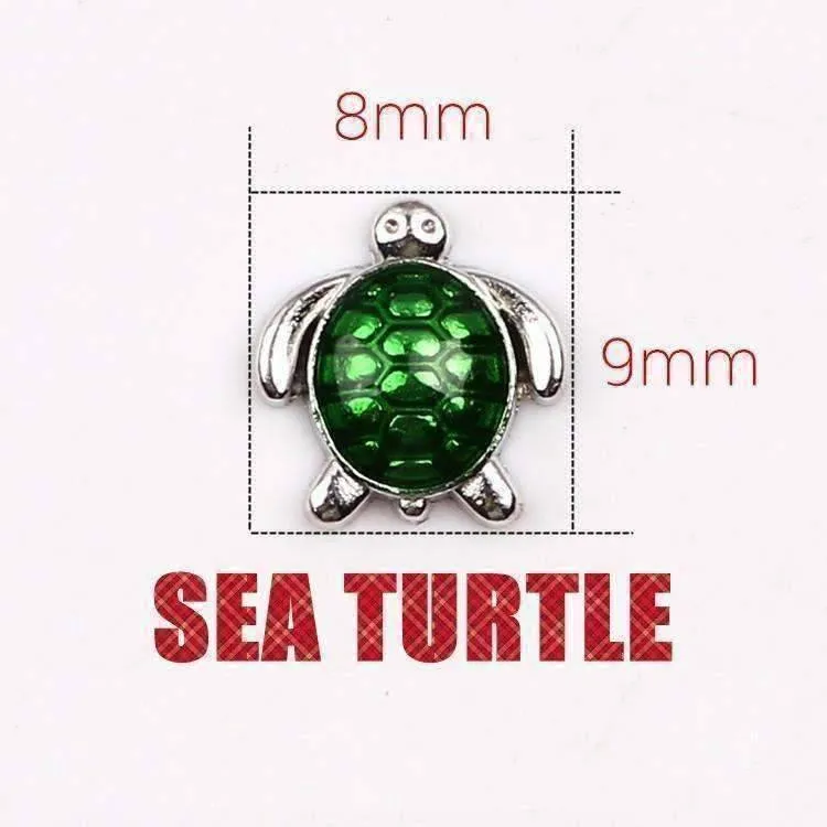 Green Enamel Turtle Free Floating Charm for Charm Locket Necklaces