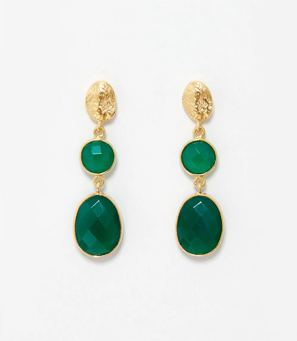 Green Onyx Double Drop Earrings