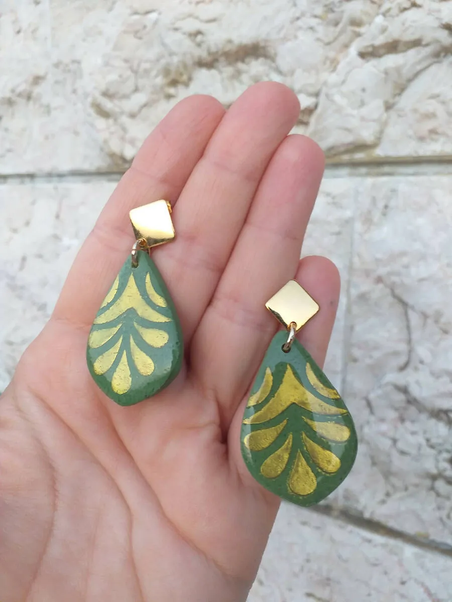 Handmade by Mona Handmade Polymer Clay Earrings 4.6cm