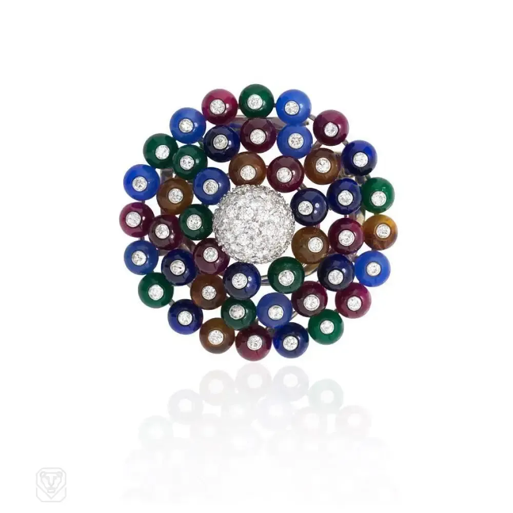 Important Paul Flato multi-gem and diamond brooch