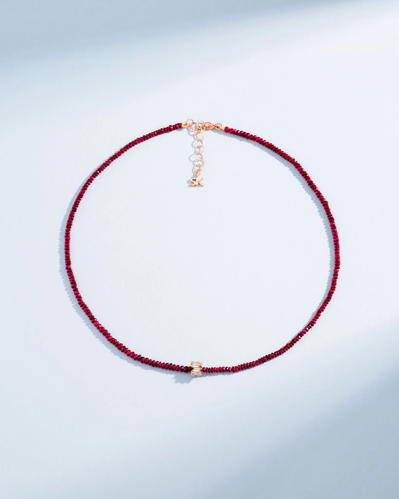 Infinite Beaded Ruby & Mini Diamond Rondelle Necklace