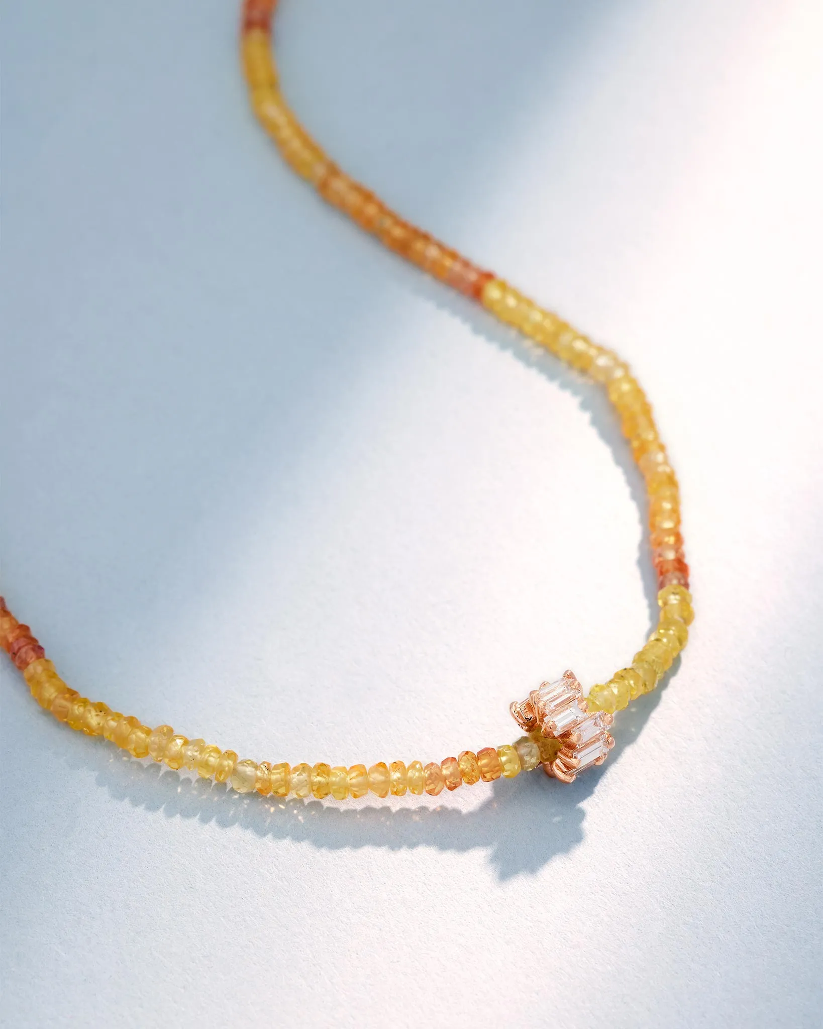 Infinite Beaded Yellow Tourmaline & Mini Diamond Rondelle Necklace