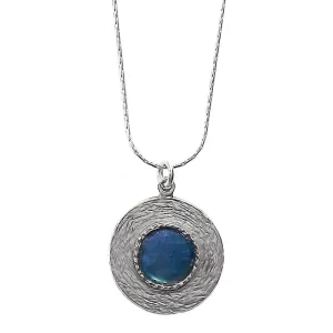 Israeli Roman Glass Round Textured Pendant Necklace