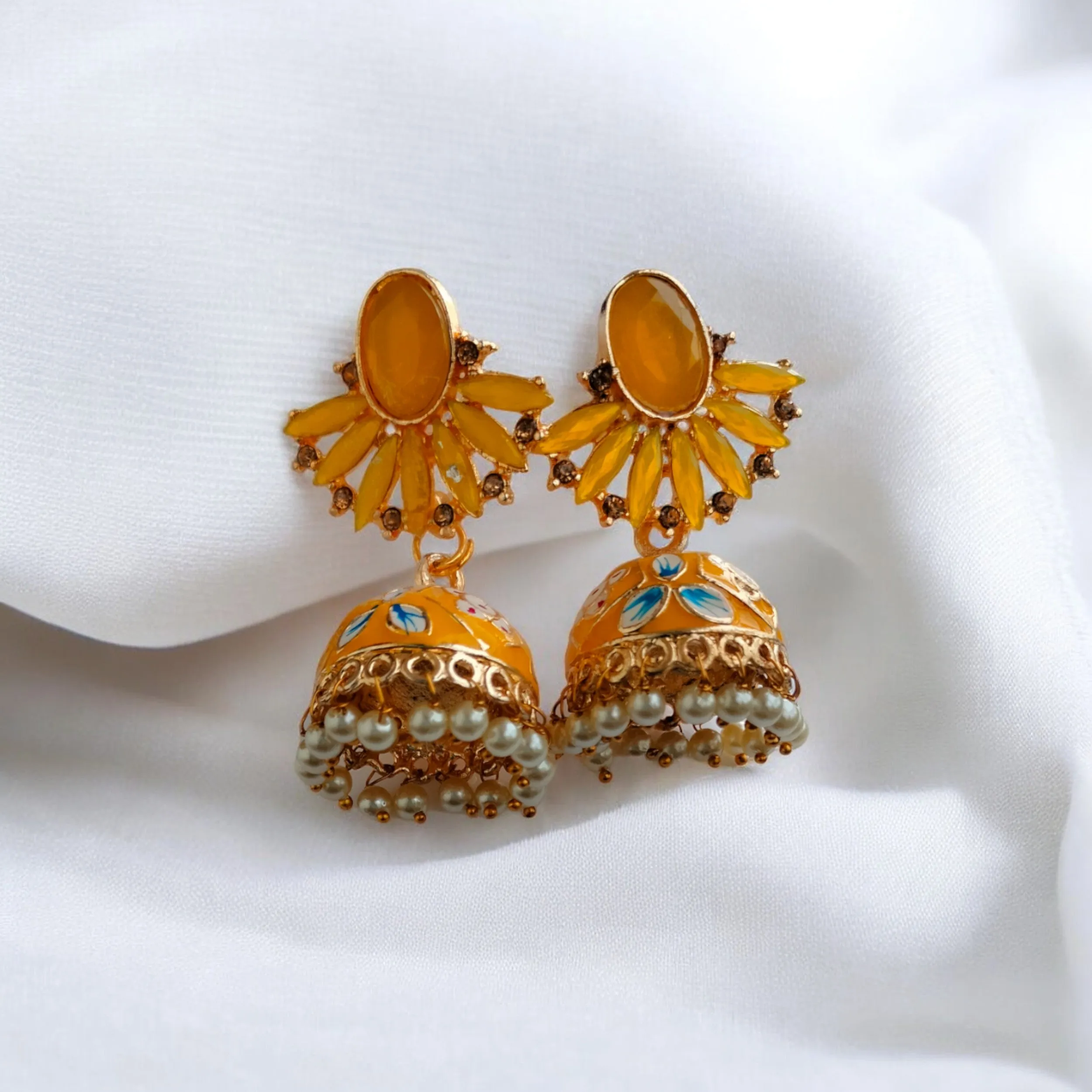 Jewelestia Sunlit Blossom Jhumkas