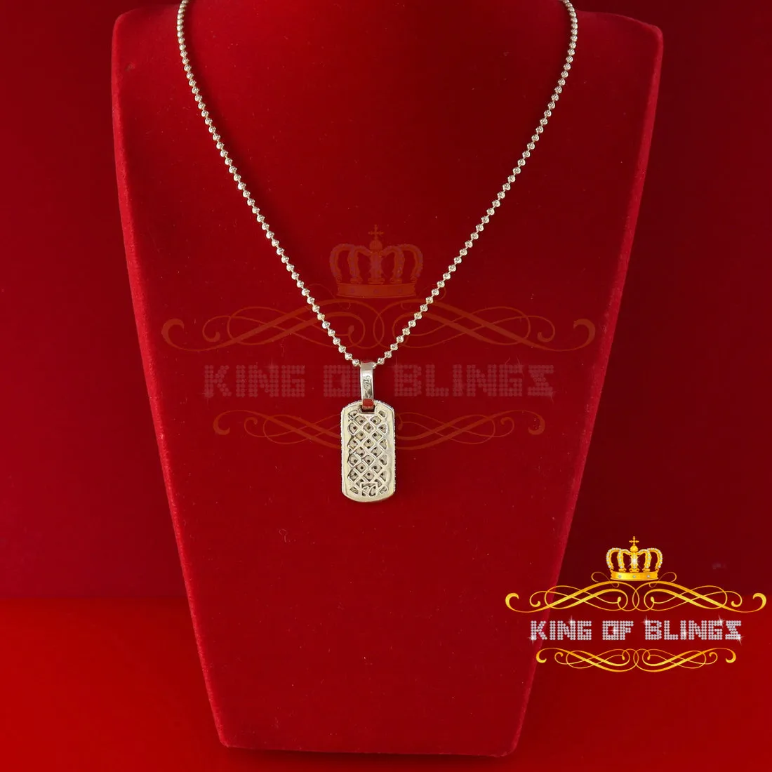 King Of Bling's King of Bling Yellow Sterling Silver Dog Tag Pendant with 2.80ct Cubic Zirconia