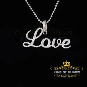 King Of Bling's White Attractive" LOVE" Letter 925 Sterling Silver Pendant 2.08ct Cubic Zirconia