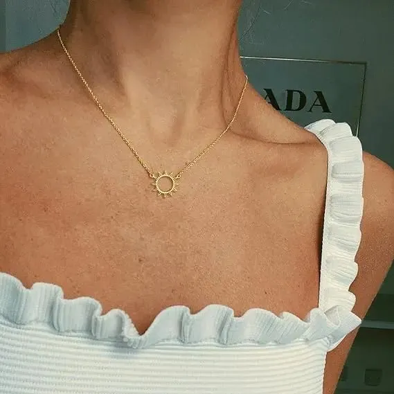 Kyerlyn Gold Plated Sun Choker Necklaces