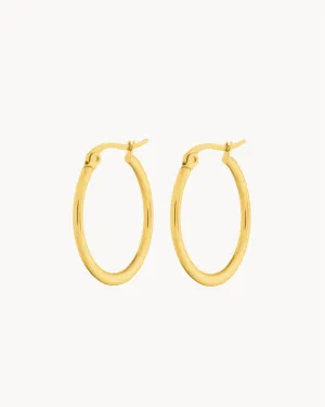 Large Signature Hoops, Gold