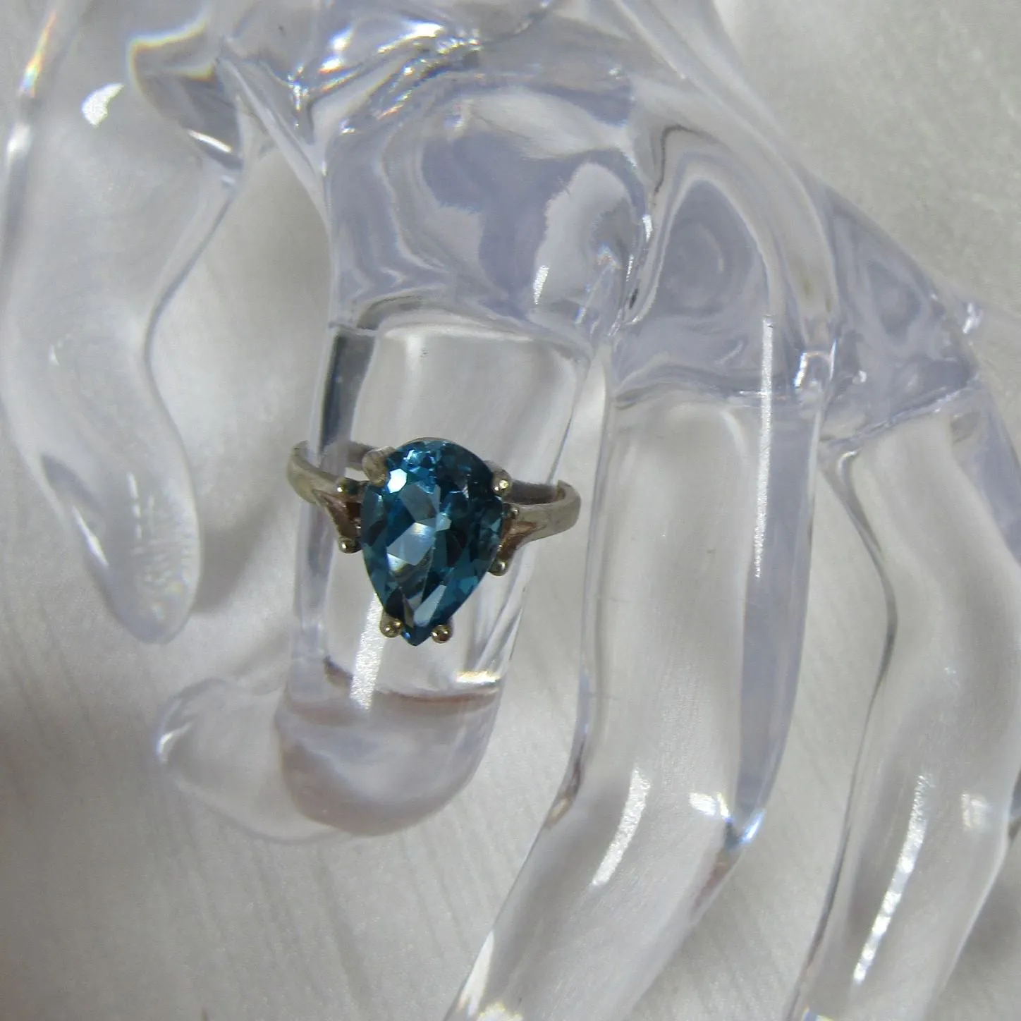 London Blue Pear Topaz Ring Size 7