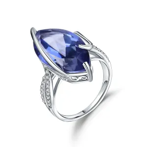 Luxurious High-grade Design Inlaid Crystal Marquise Silver Ring for Women