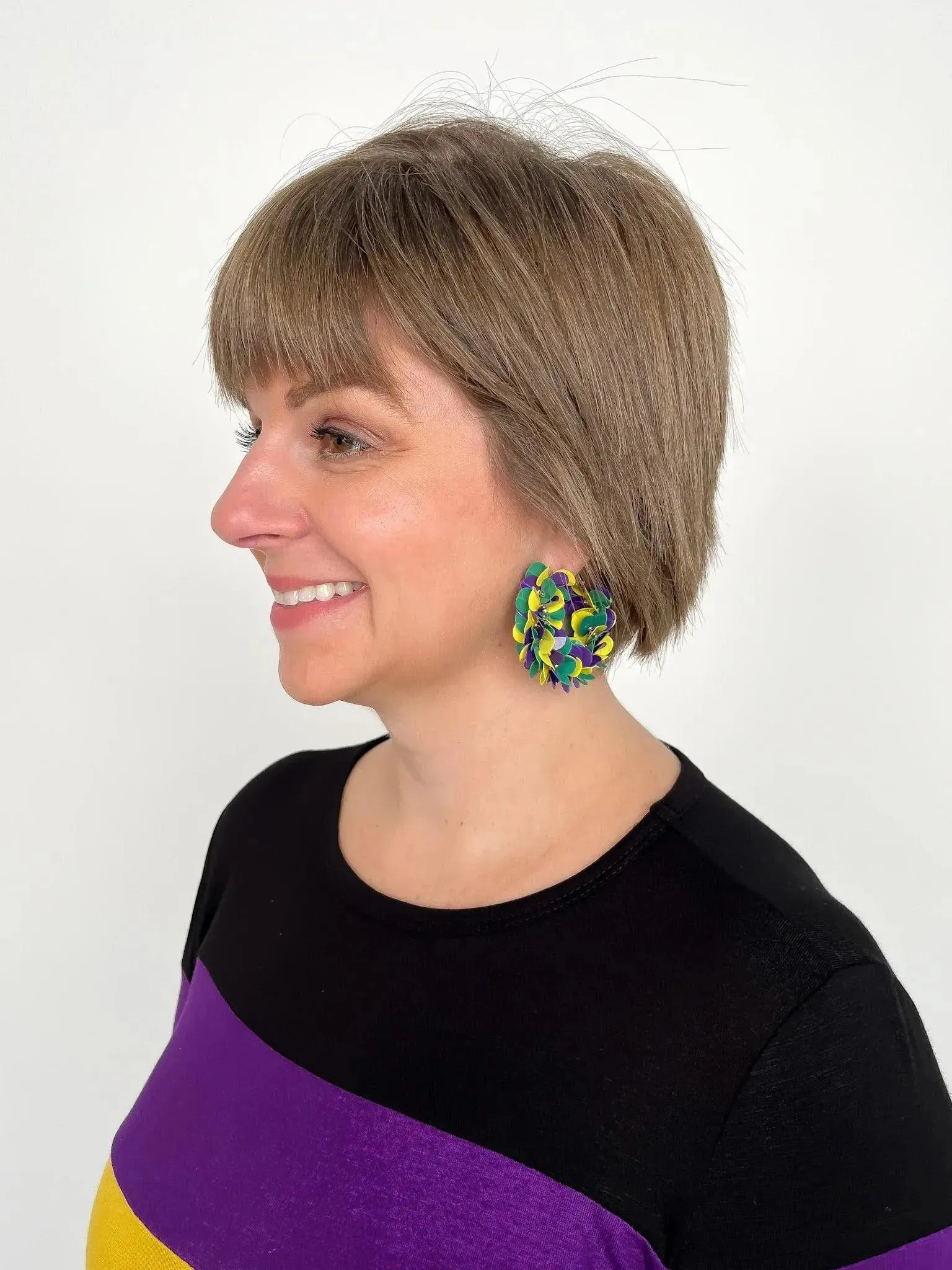 Mardi Gras Cluster Winged Hoops