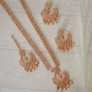 Meena Polki Rani Haar Set - Rose Gold