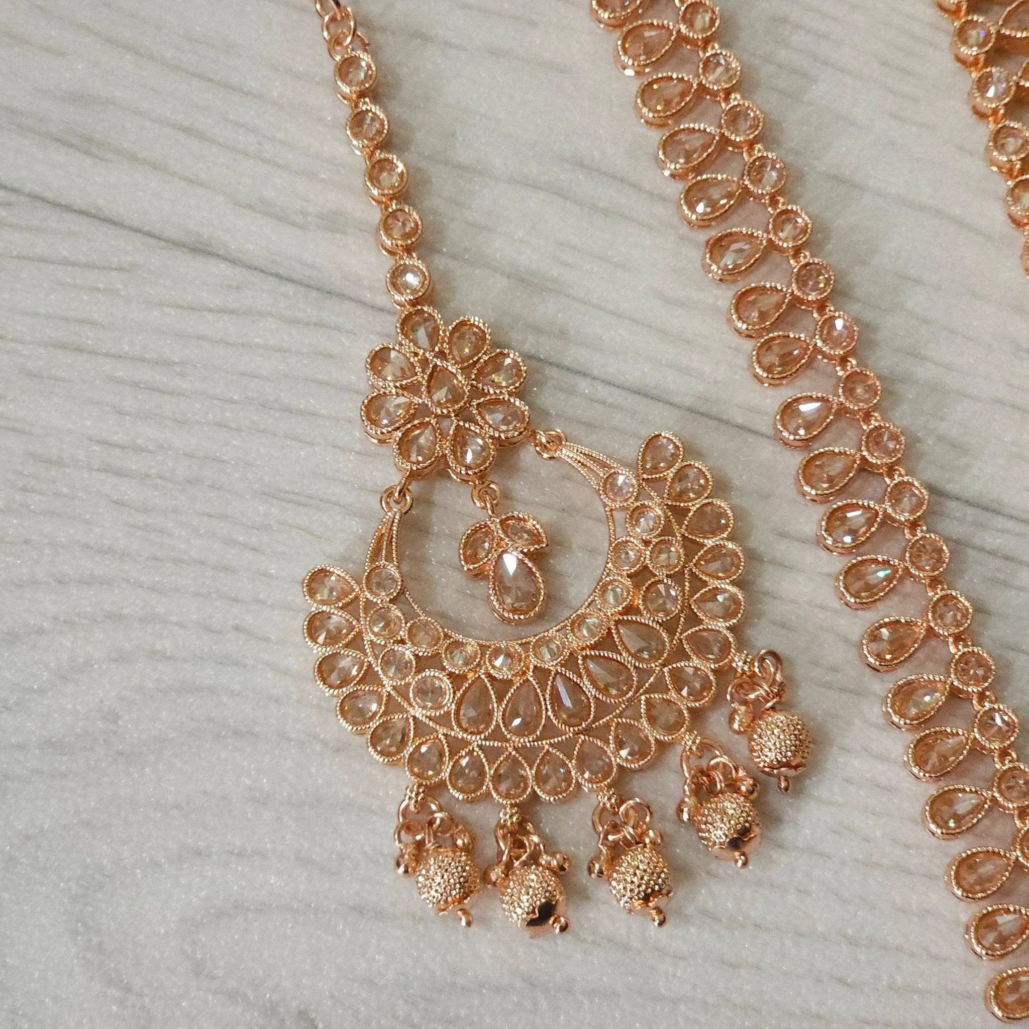 Meena Polki Rani Haar Set - Rose Gold