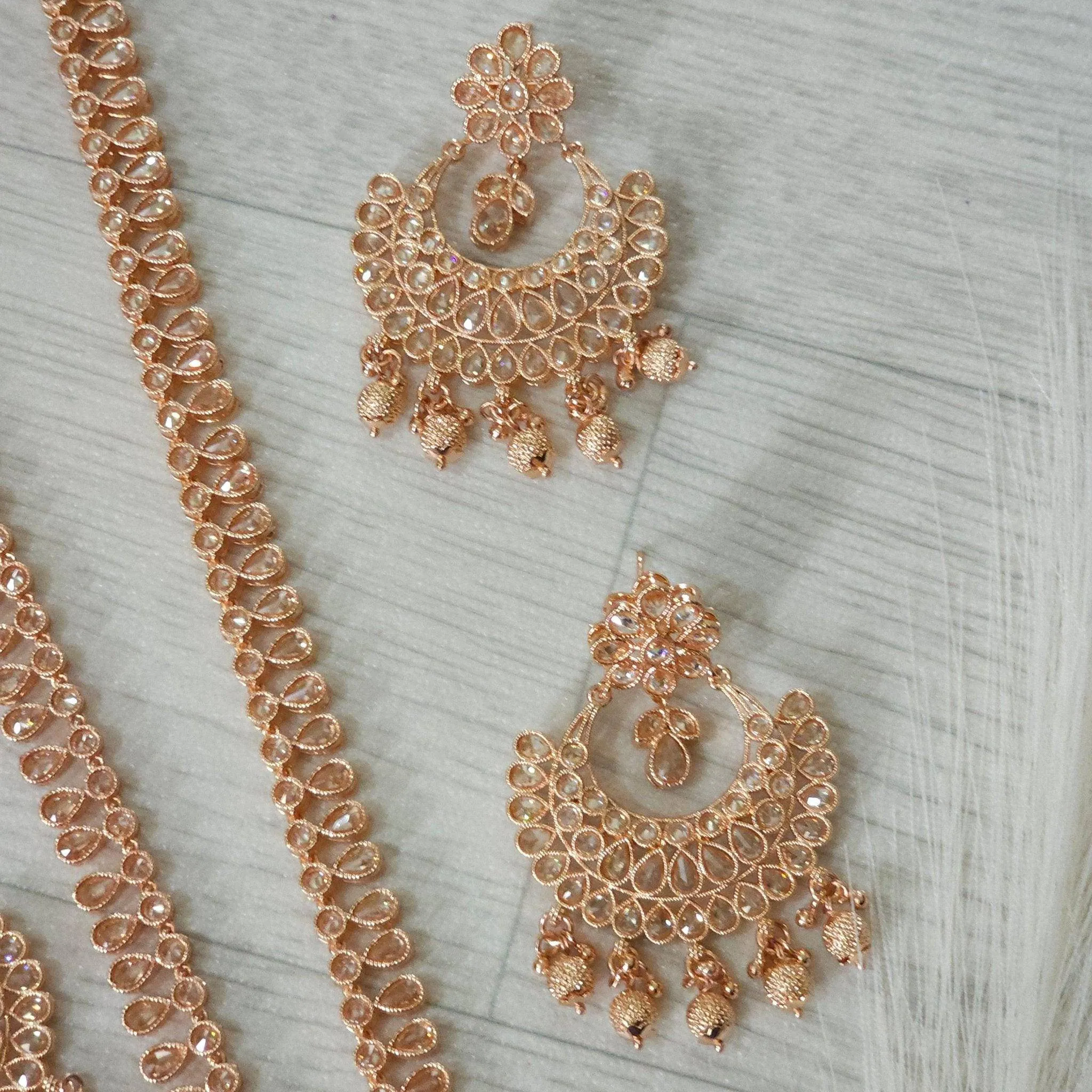 Meena Polki Rani Haar Set - Rose Gold