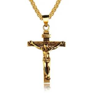 Men's Christian Necklace <br> Golden Crucifix