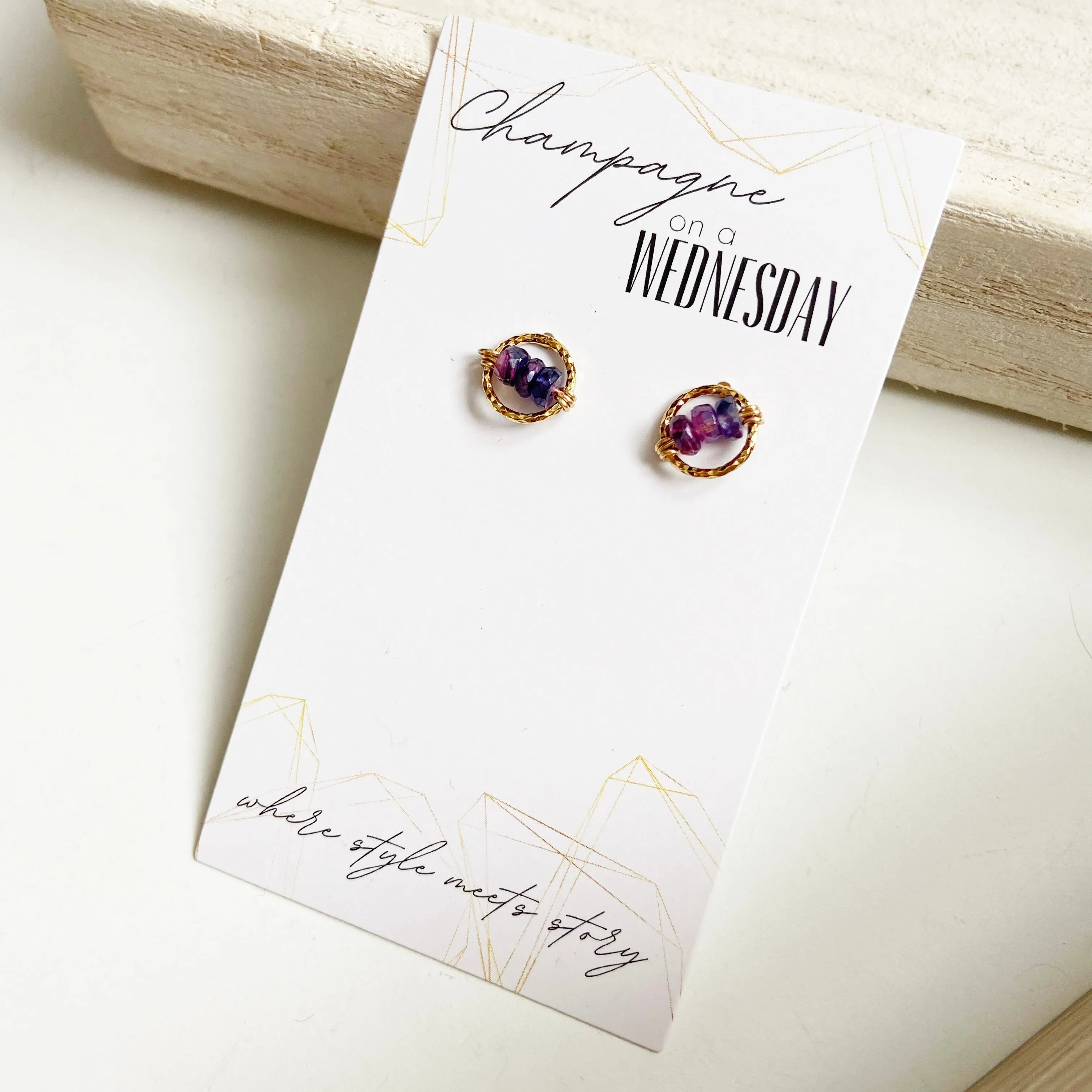 Misc colorful gemstone Stud Earrings in Gold or Silver