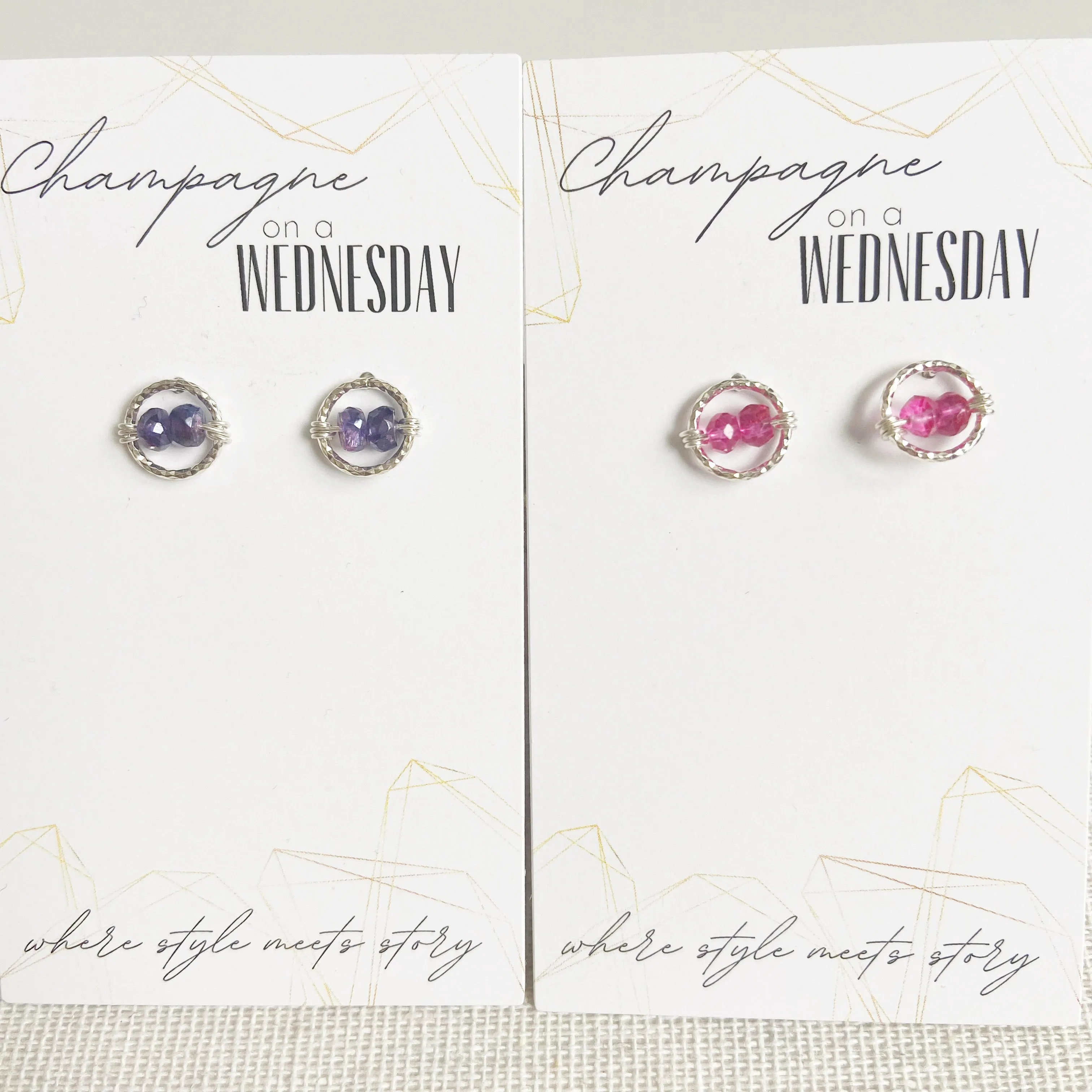 Misc colorful gemstone Stud Earrings in Gold or Silver