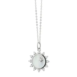 Monica Rich Kosann Sterling Silver Mother of Pearl Sun Charm with White Sapphires