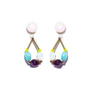 Mãos da Terra Multi Coloured White Agate Base Earrings