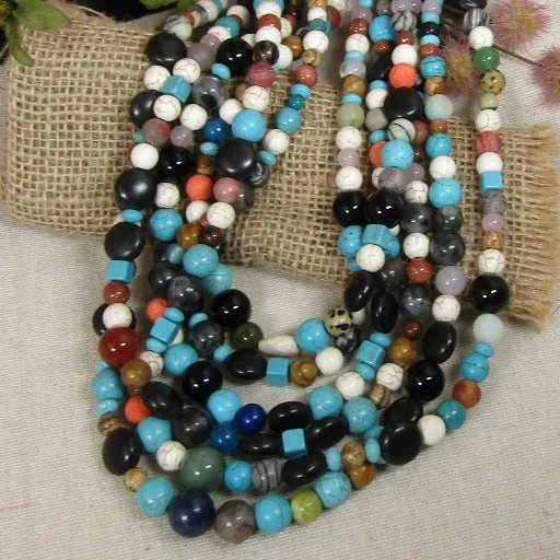 Multi Gemstone Multi-strand Necklace