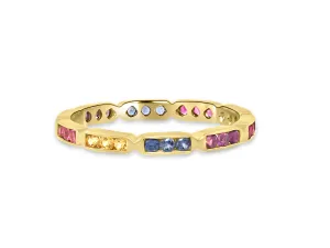 Multi Stone Rainbow Yellow Gold Ring