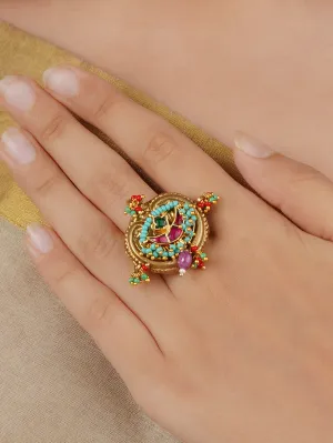 Multicolor Gold Plated Mishr Ring - MR-RNG66