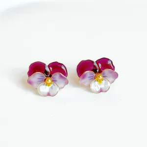 Ninaouity - Handmade Purple Pansy Flower Earrings