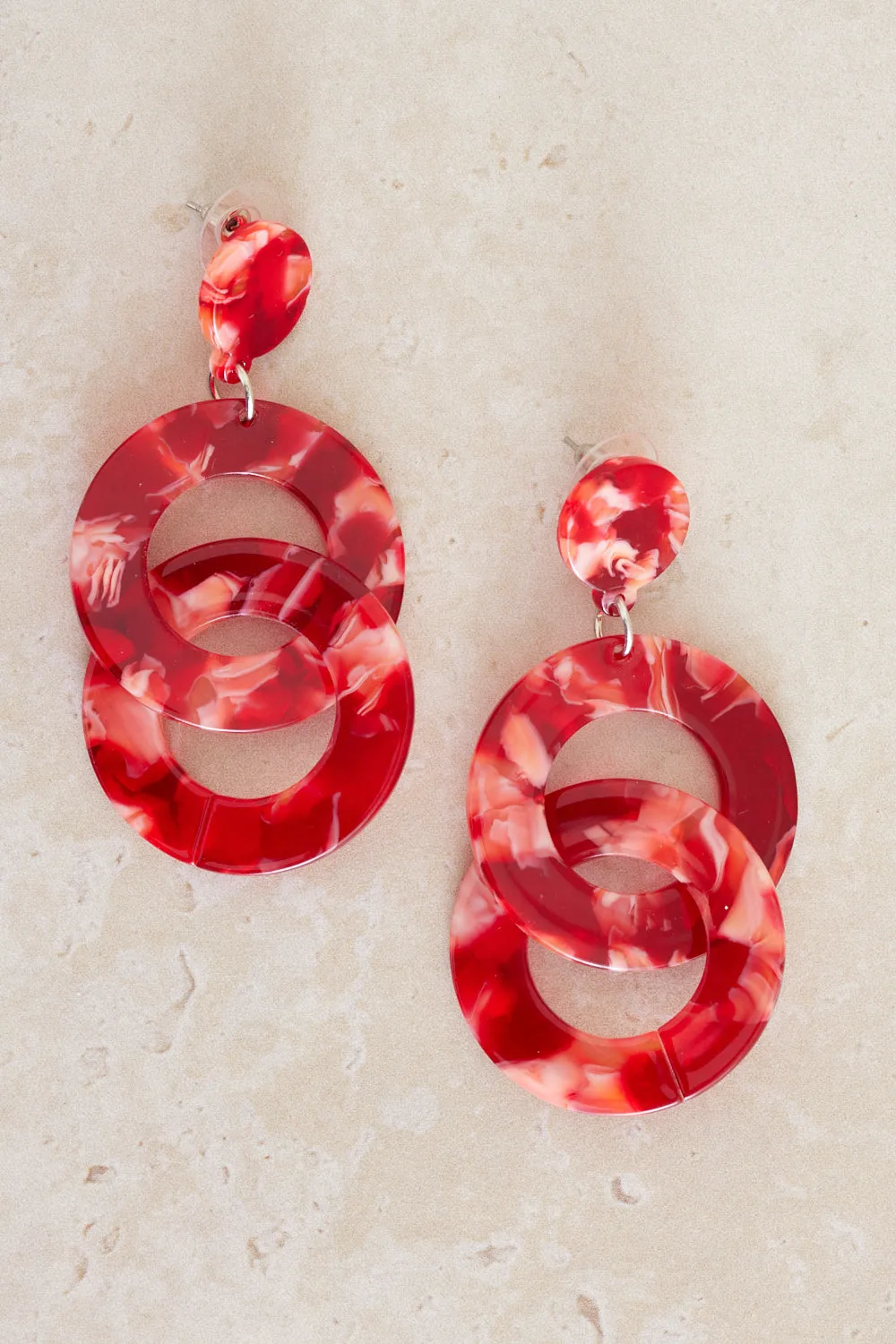 Oasis Link Drop Earrings - Red