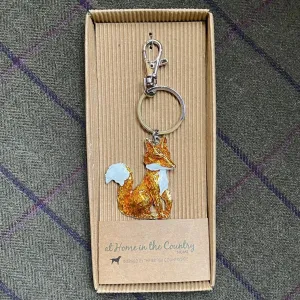 Orchid Designs Rich Brown Enamel Foxy Key Ring