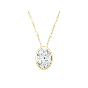 Oval Cut Solitaire Necklace with 1.00ct of Laboratory Grown Diamonds in 9ct Yellow Gold