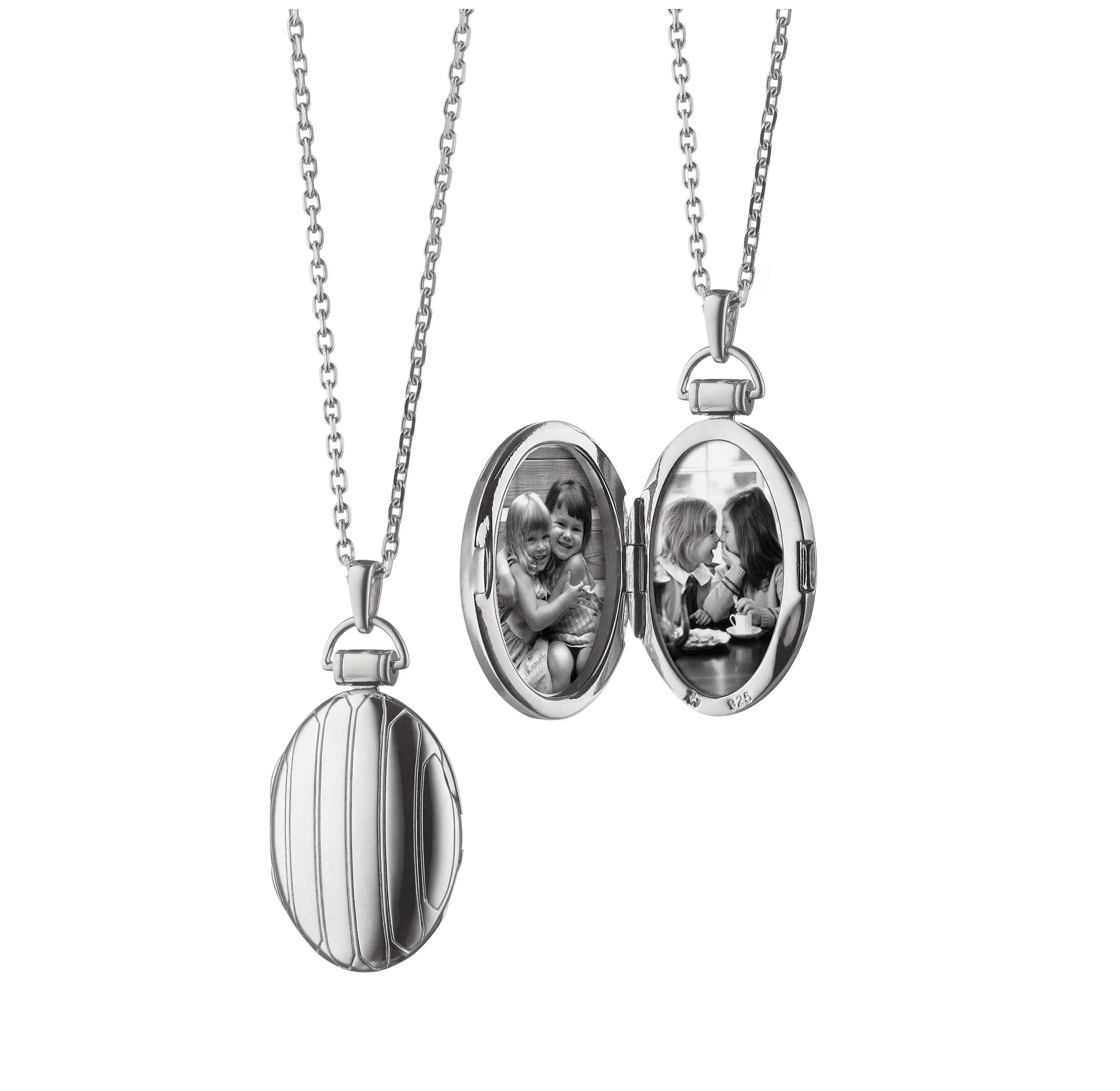 Oval Pinstripe Locket Necklace