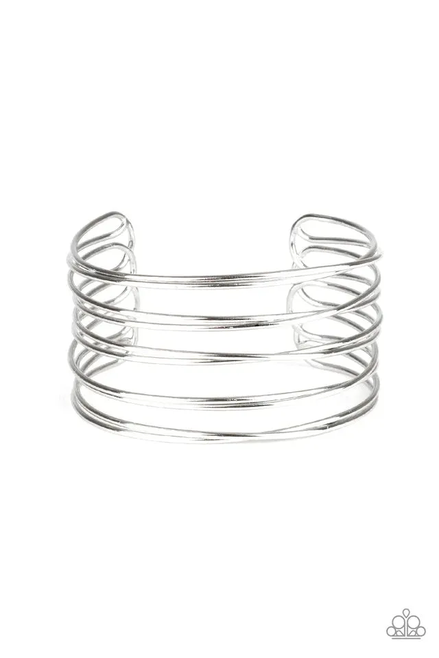 Paparazzi Bracelet ~ HAUTE Wired - Silver