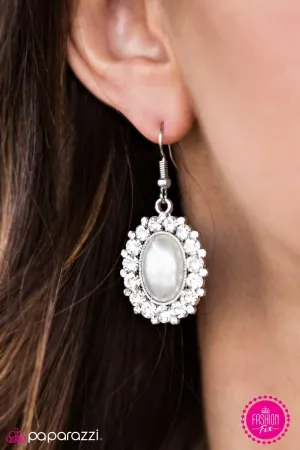 Paparazzi Earring ~ Call Me Cinderella - White