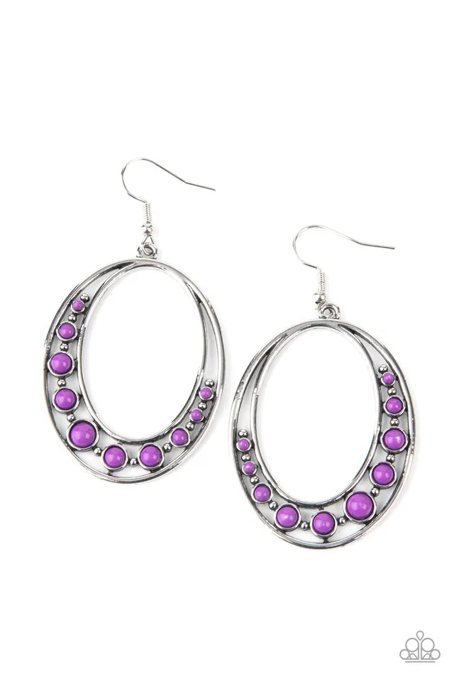 Paparazzi Earring ~ Crescent Cove - Purple