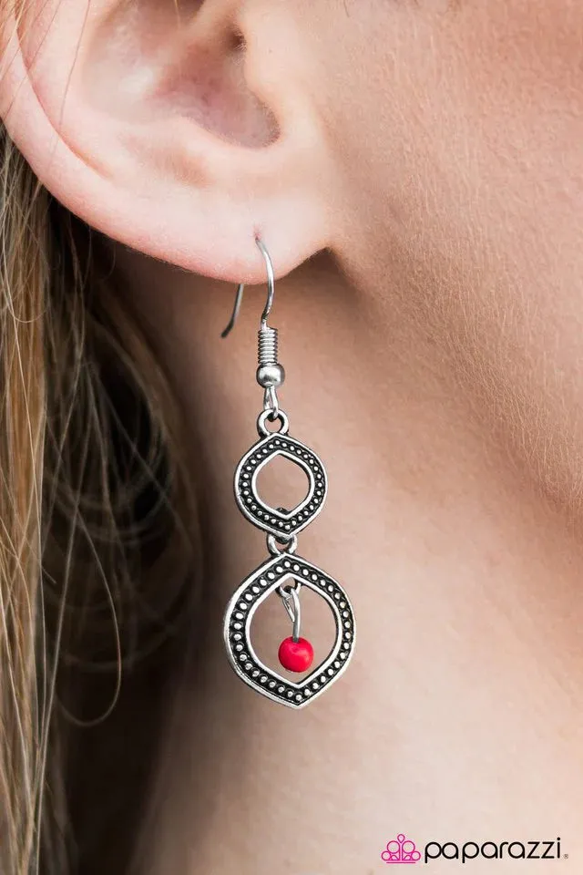 Paparazzi Earring ~ Dancing Genie - Red