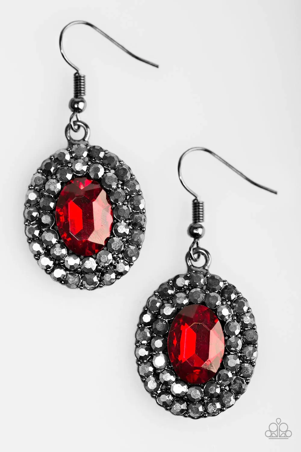 Paparazzi Earring ~ Grit and Glitter - Red