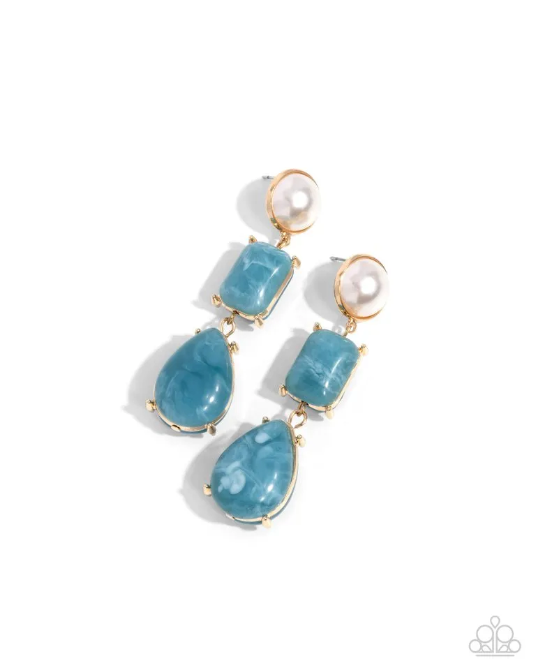 Paparazzi Earring ~ Marbled Masterpiece - Blue