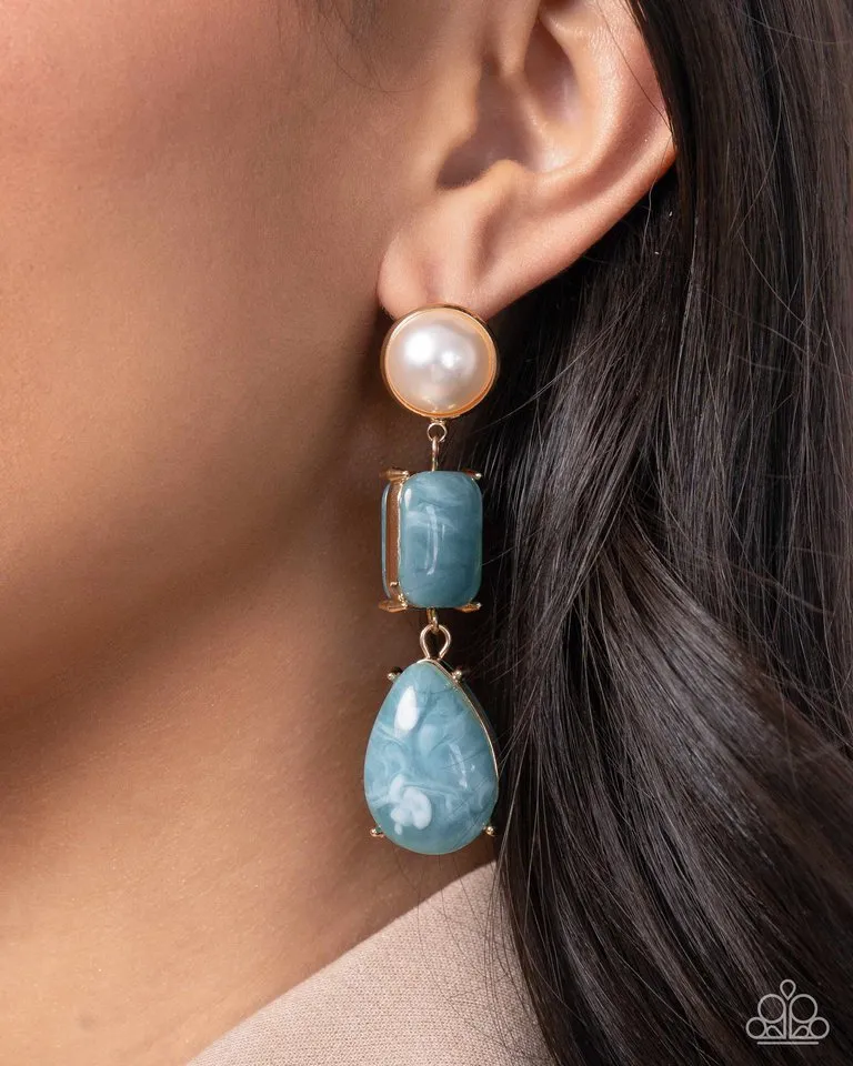 Paparazzi Earring ~ Marbled Masterpiece - Blue