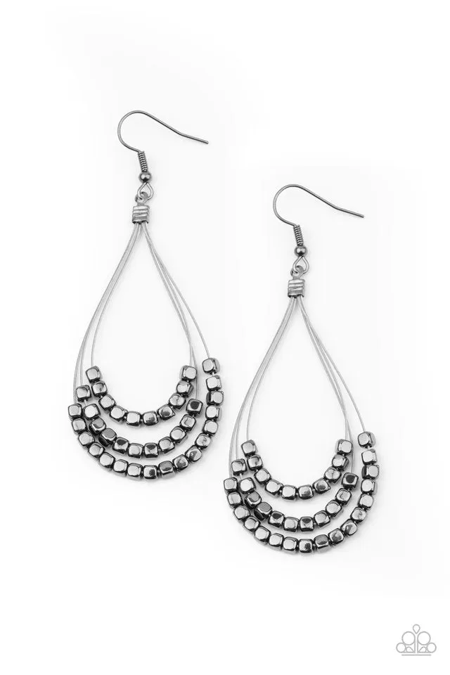 Paparazzi Earring ~ Off The Blocks Shimmer - Black