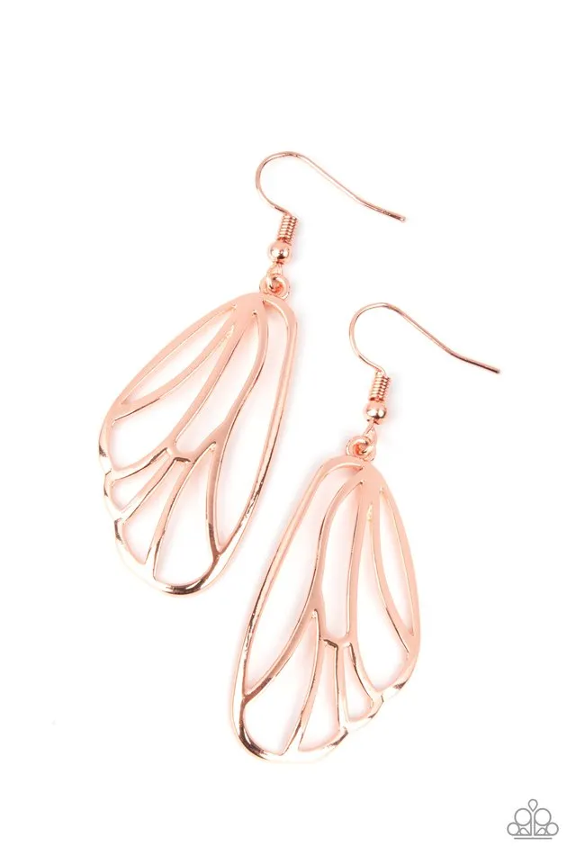 Paparazzi Earring ~ Turn Into A Butterfly - Copper