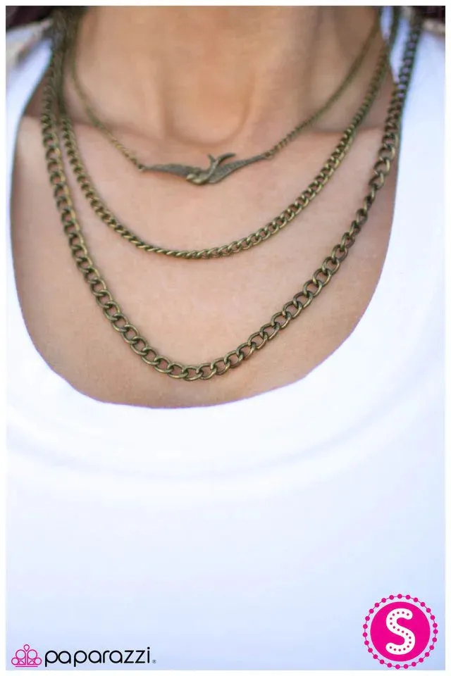 Paparazzi Necklace ~ A Birds-Eye View - Brass