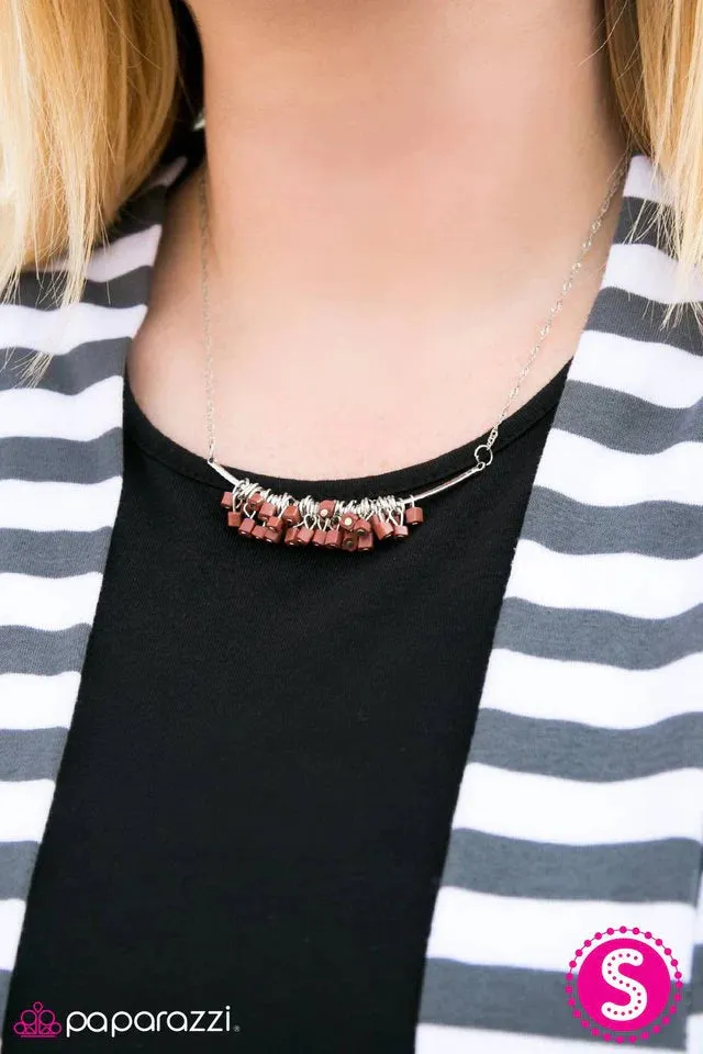 Paparazzi Necklace ~ Cube Jive - Brown