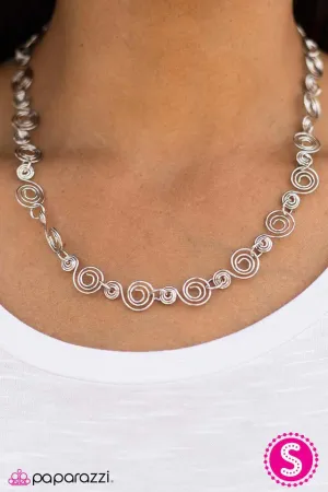 Paparazzi Necklace ~ Dizzy Dancing - Silver