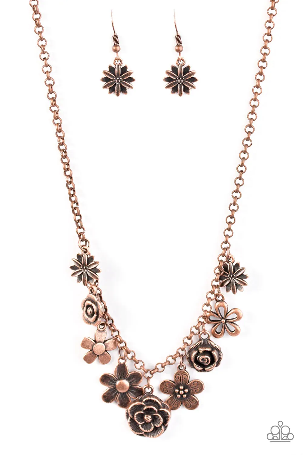 Paparazzi Necklace ~ Head Over ROSES  - Copper